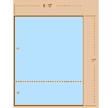 8-1/2 x 11" Blue 20# Paper 1 Horizontal Perforation 3" 