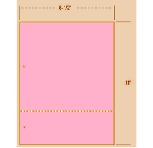 8-1/2 x 11 Pink 20# Paper 1 Horizontal Perforation 3"