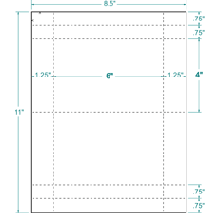 8-1/2x11" Laser Cards, 6" x 4"  White