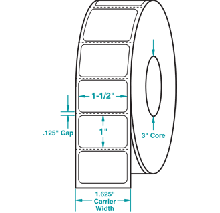Thermal Transfer Label, Size 1.5" x 1" With Perf.
