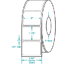 Thermal Transfer Label, Size 2" x 1.5" With Perf.