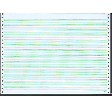 14-7/8 X 11" Pin Feed Paper 20#, 6" Green Bar, 1 Part, No Side Perfs