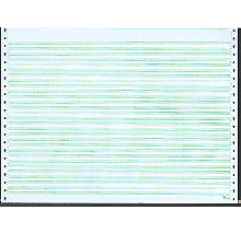 14-7/8 X 11" Continuous Paper, 1/2" Green Bar 4 Part, No Perfs