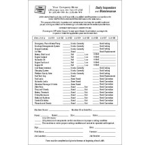 Daily Inspection and Maintenance Form, Item #7602