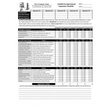 Forklift Pre-Operational Inspection Checklist, Item #9808