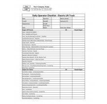Daily Operator Checklist - Electric Lift Truck, Item #9814