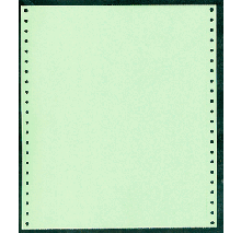 9-1/2 x 11" Pin Feed Paper 20# Green, 1 Part, Clean Perf