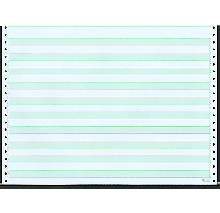 14-7/8 X 11" Continuous Paper, 1/2" Green Bar, 20# 1 Part, No Side Perfs