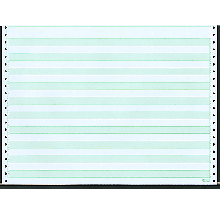 12 x 8 -1/2" Continuous Paper, Green Bar, 1 Part, Side Perfs