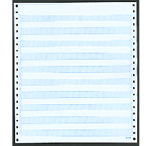 9-1/2 x 11" Pin Feed Paper 15# 1/2" Blue Bar, 2 Part, Side Perfs
