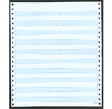9-1/2 x 11" Pin Feed Paper 15# 1/2" Blue Bar, 3 Part, Side Perfs