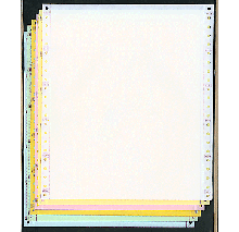 9-1/2 x 11" Pin Feed Paper 15# Color, 6 Part, Side Perfs