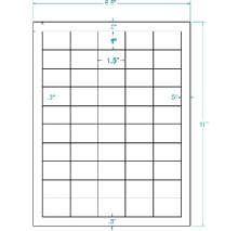 1.5" x 1" Label            Standard Matte White, 100 Sheets (5,000 labels) 