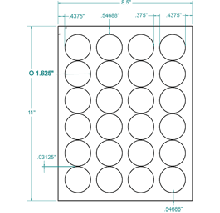 1.625", 24 Up   Standard Matte White, 100 Sheets (2,400 labels) 