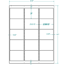 2.6875" x 2" Label      Standard Matte White, 100 Sheets (1,500 labels) 