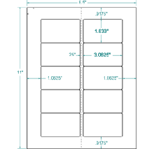 3.0625" x 1.8333" Standard Matte White, 100 Sheets (1,000 labels) 