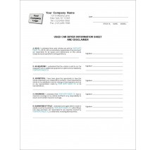 Used Car Buyer Information Form, Item #7801 