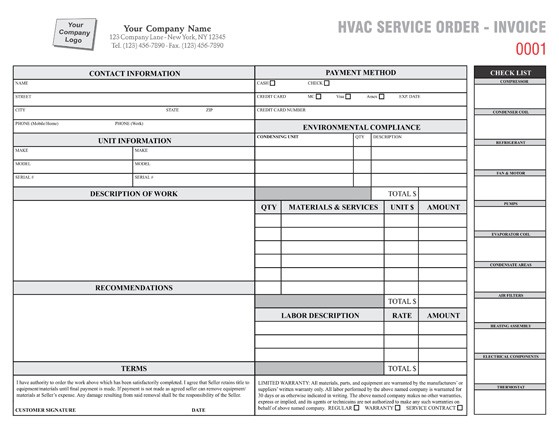 HVAC Order Form HVAC Form