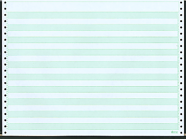 2-Ply 14-7/8'' x 11 (W x H) Standard Carbonless 13# Computer Paper, 1/2  Green Bar, No Marginal Perfs (Ream of 1500)