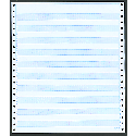 9-1/2 x 11" Pin Feed Paper 20# 1/2" Blue Bar, 1 Part, Side Perfs