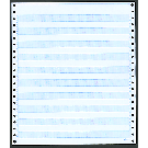 9-1/2 x 11" Pin Feed Paper 20# 1/2" Blue Bar, 1 Part, Side Perfs