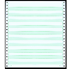 9-1/2 x 11" Pin Feed Paper 15# 1/2" Green Bar, 3 Part, No Perfs
