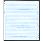 9-1/2 x 11" Pin Feed Paper 20# 1/2" Blue Bar, 1 Part, Side Perfs